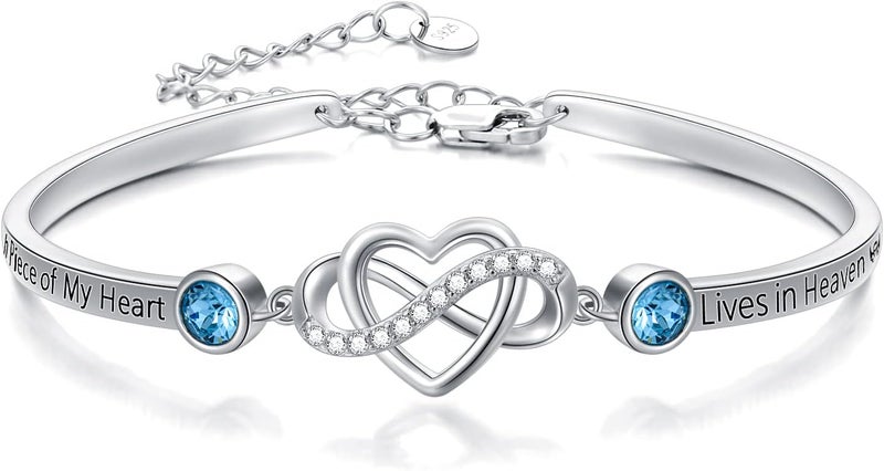 AOBOCO 925 Sterling Silver Adjustable Infinity Heart Bangle Bracelet for Sister Best Friend Daughter Mom Grandma Granddaughter Daughter in Law Godmother Goddaughter Stepmom Stepdaughter - Image 1